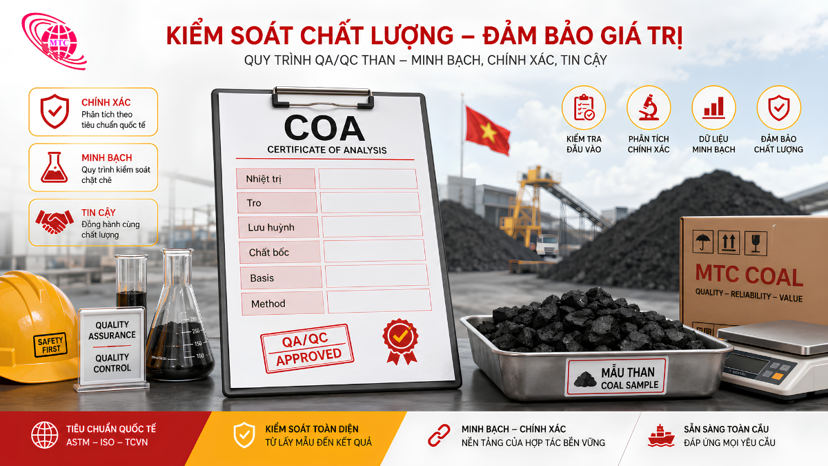 Bảng minh họa cách đọc nhiệt trị độ tro lưu huỳnh và chất bốc trên COA than Úc