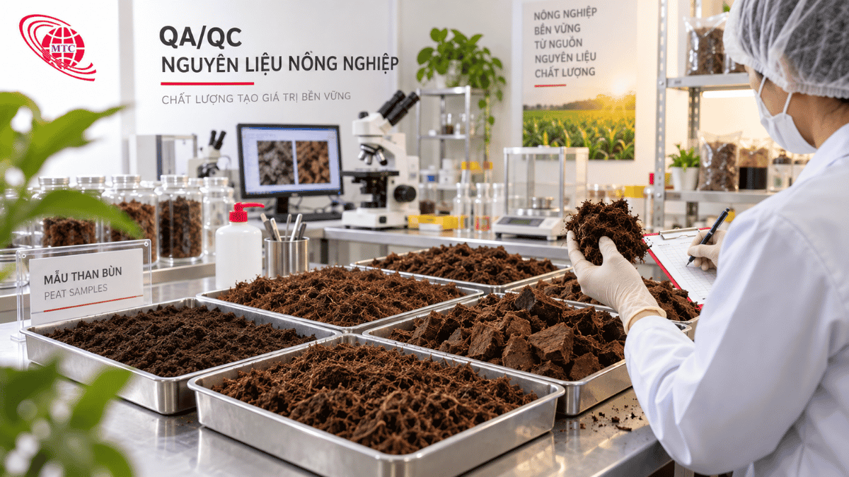 Kiểm tra mẫu than bùn trước khi phối trộn giá thể